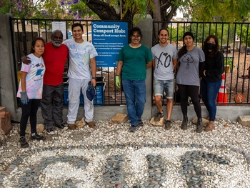 A group of students taking a group photo.